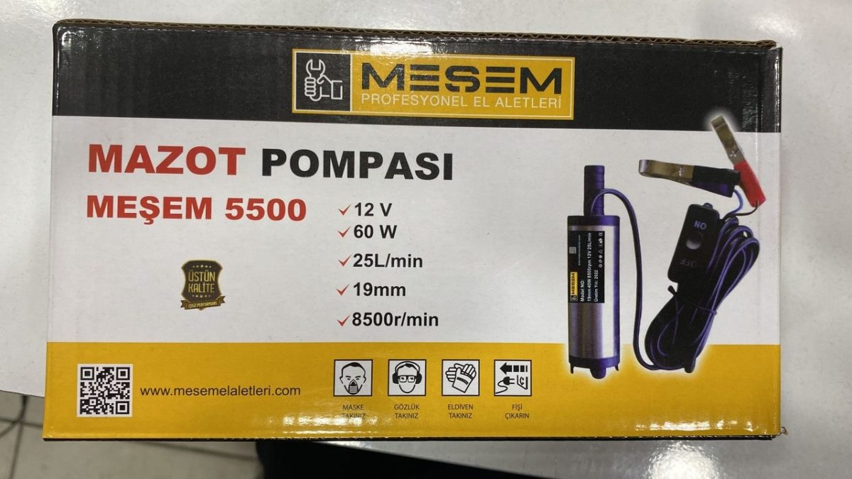 Meşem Mazot Pompası 5500 12V 60W 25L/min 19mm 8500r/min - Görsel 1
