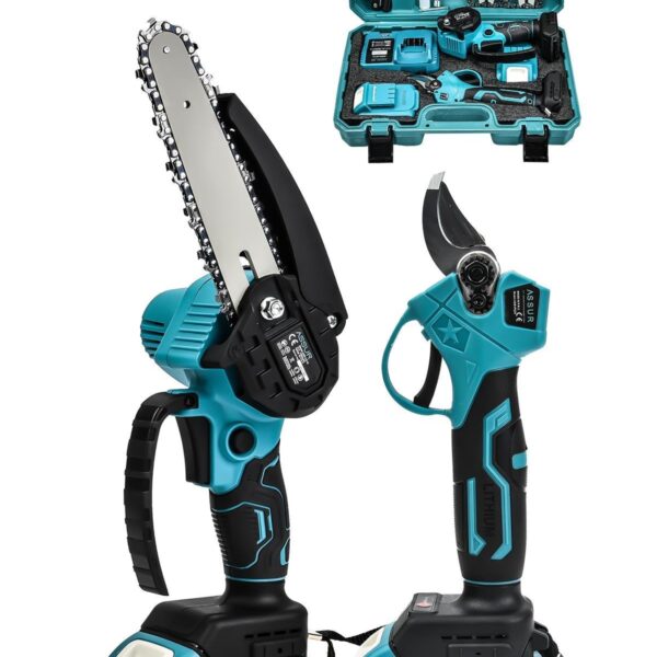 Assur 18V Çift Akülü Çelik Şanzıman Dal Budama Makası & Testeresi 2 Li Set