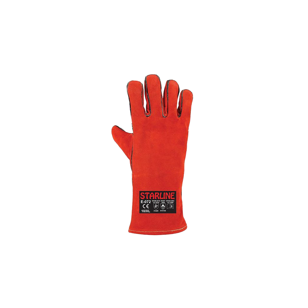 Deri Kırmızı Kaynak Eldiven E-072 No:10